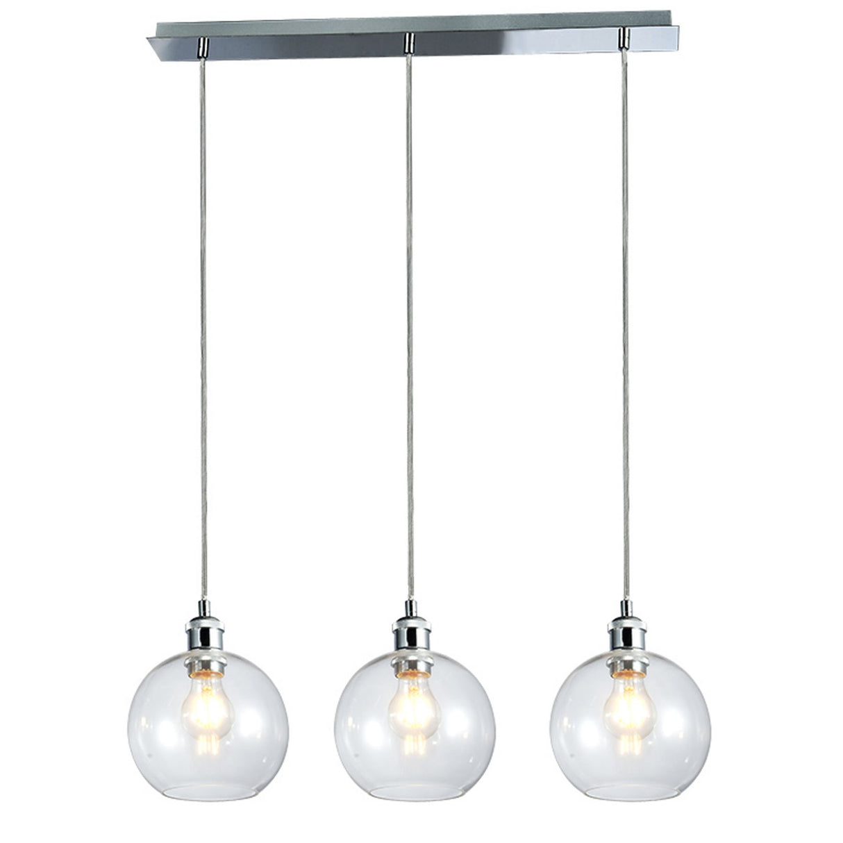Magnalux Lewis 3 Light Bar Small Glass Ball Pendant Polished Chrome Part Number - LEW03CH