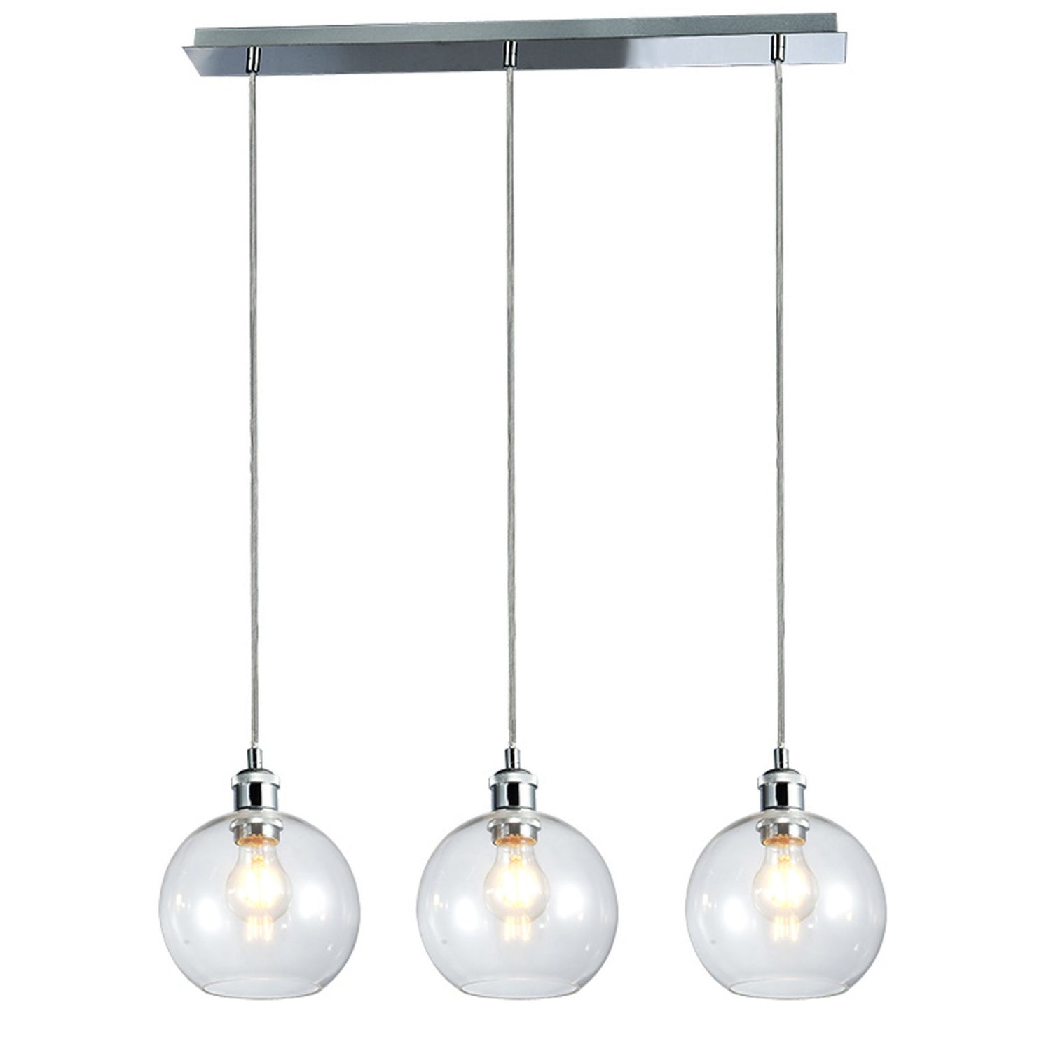Magnalux Lewis 3 Light Bar Small Glass Ball Pendant Polished Chrome Part Number - LEW03CH
