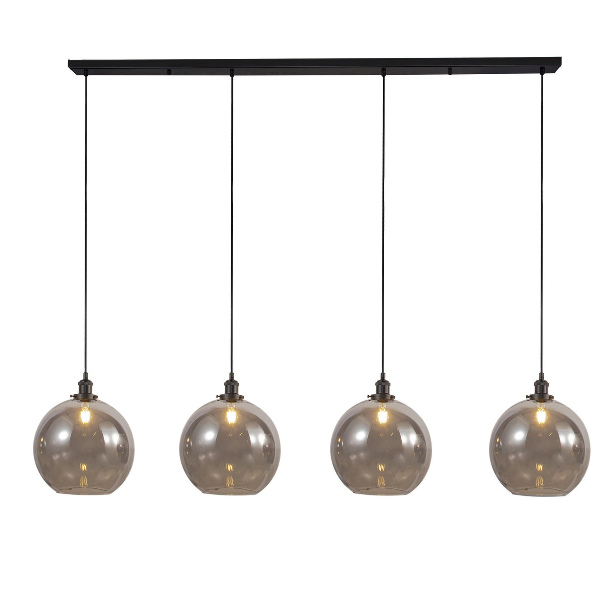 Magnalux Lewis 4 Light Bar Medium Glass Ball Pendant Matt Black Part Number - LEW04BL