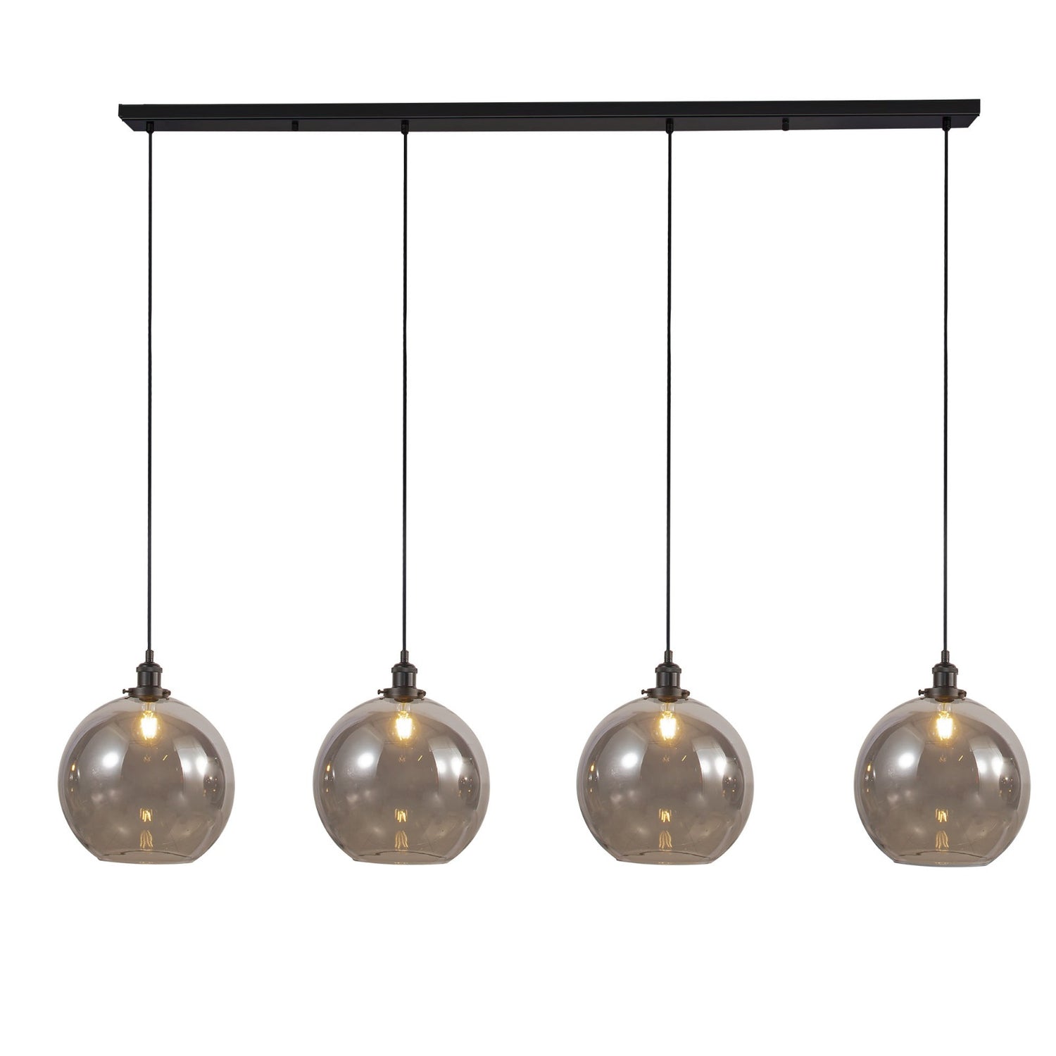 Magnalux Lewis 4 Light Bar Medium Glass Ball Pendant Matt Black Part Number - LEW04BL