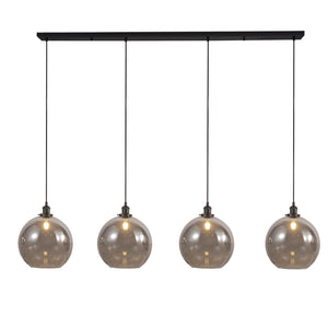 Magnalux Lewis 4 Light Bar Medium Glass Ball Pendant Matt Black Part Number - LEW04BL