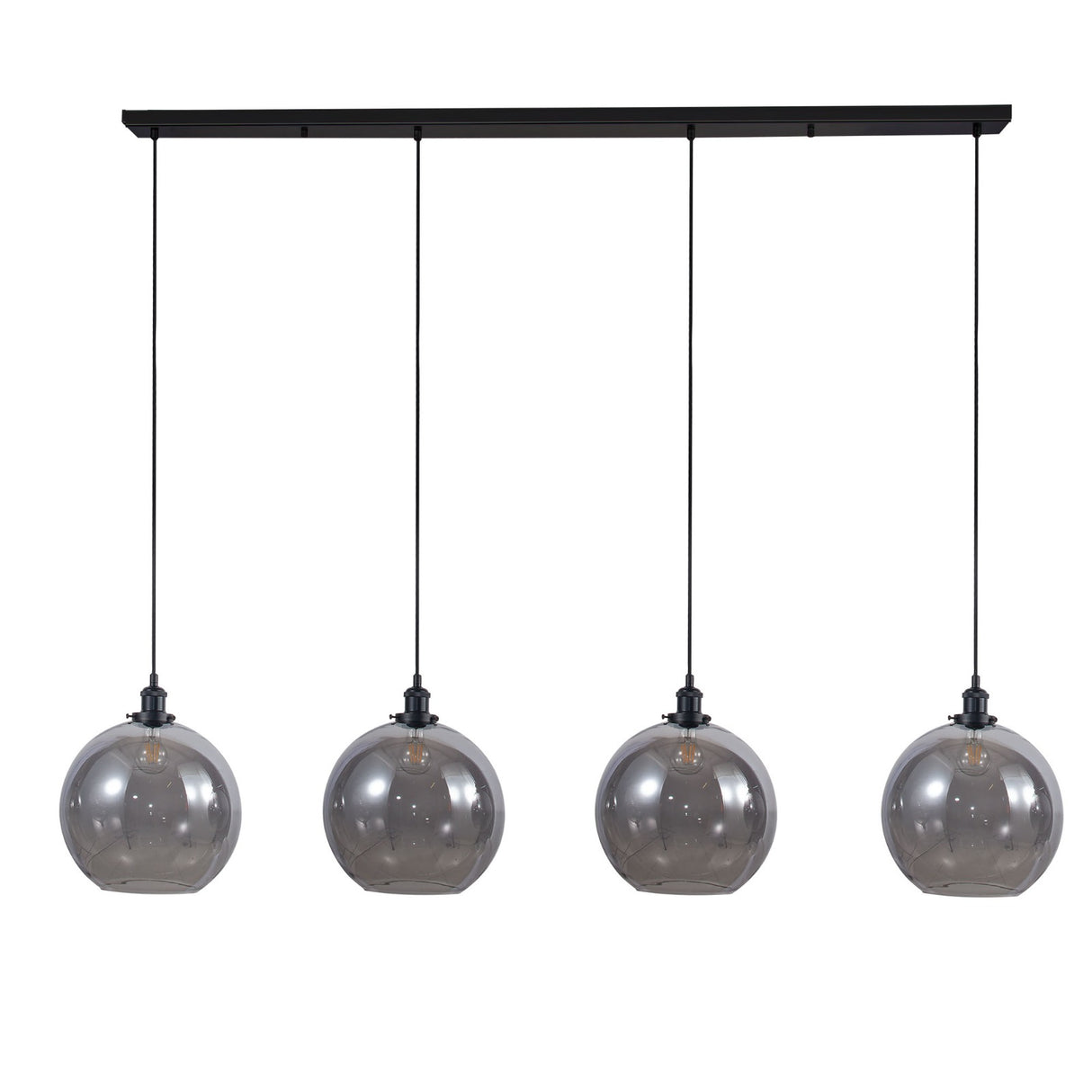 Magnalux Lewis 4 Light Bar Medium Glass Ball Pendant Matt Black Part Number - LEW04BL