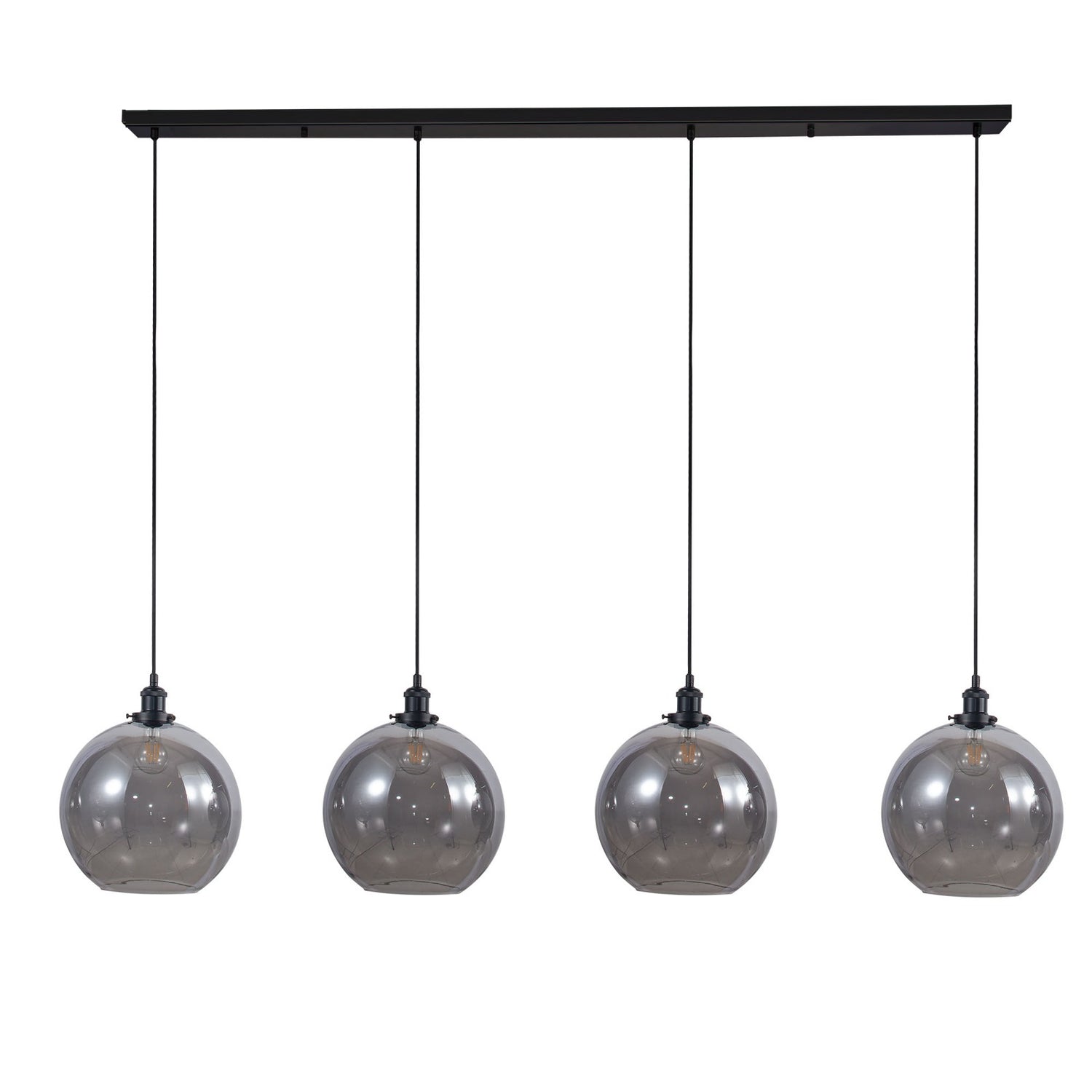 Magnalux Lewis 4 Light Bar Medium Glass Ball Pendant Matt Black Part Number - LEW04BL