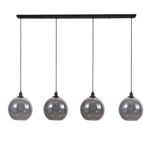 Magnalux Lewis 4 Light Bar Medium Glass Ball Pendant Matt Black Part Number - LEW04BL