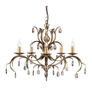 Elstead Lighting Chandelier from the Lily range. Lily 5 Light Chandelier Product Code = LL5-ANT-BRZ