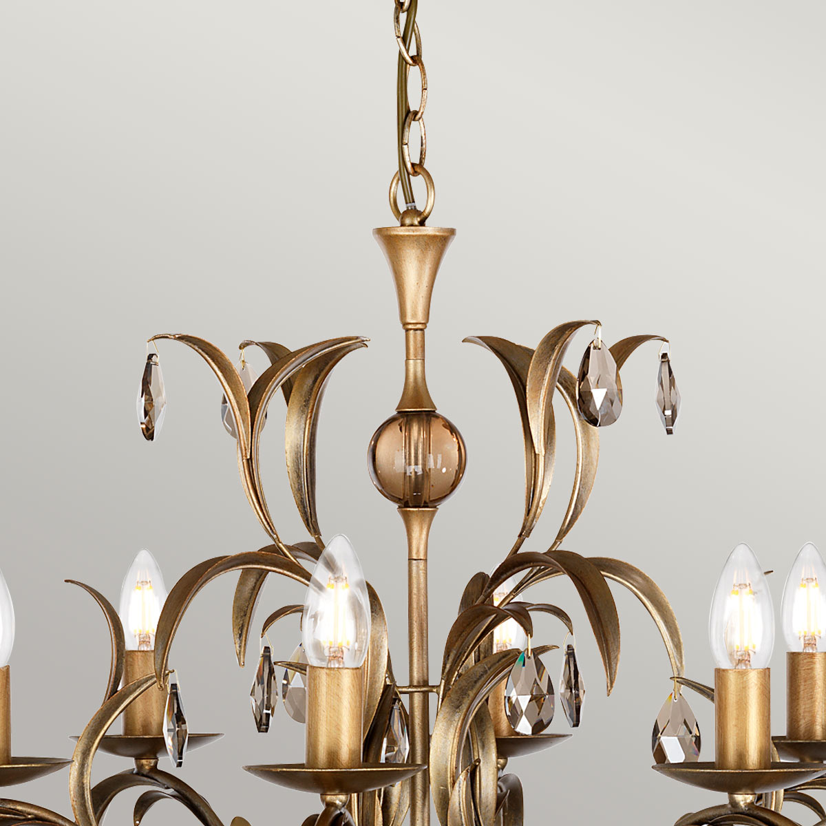 Elstead Lighting Chandelier from the Lily range. Lily 8 Light Chandelier Product Code = LL8-ANT-BRZ