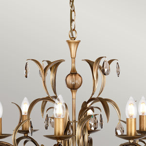 Elstead Lighting Chandelier from the Lily range. Lily 8 Light Chandelier Product Code = LL8-ANT-BRZ
