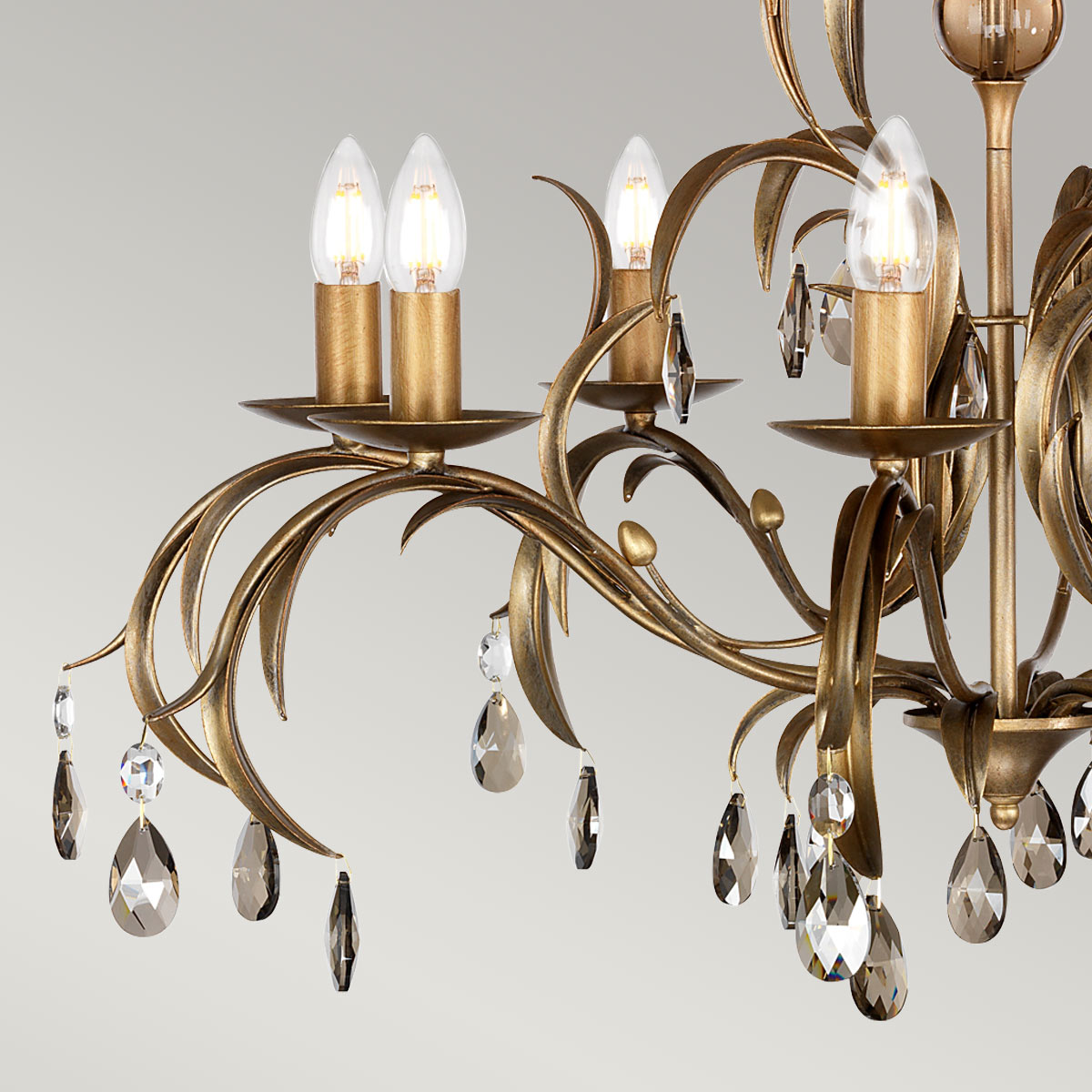 Elstead Lighting Chandelier from the Lily range. Lily 8 Light Chandelier Product Code = LL8-ANT-BRZ