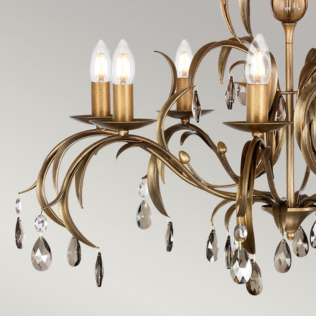 Elstead Lighting Chandelier from the Lily range. Lily 8 Light Chandelier Product Code = LL8-ANT-BRZ