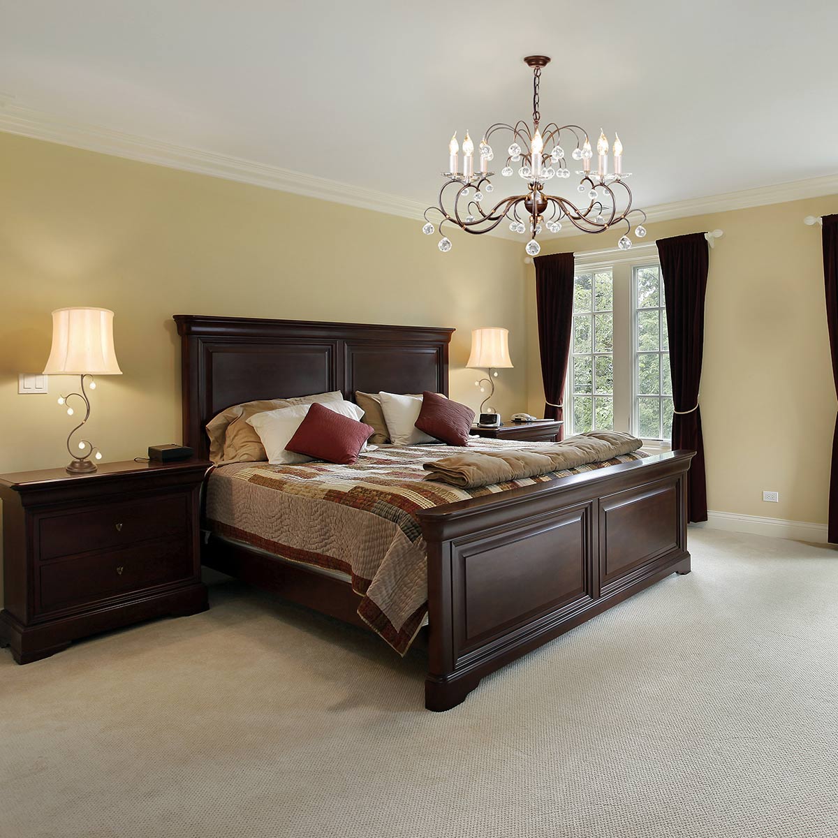 Elstead Lighting Chandelier from the Lily range. Lily 8 Light Chandelier Product Code = LL8-ANT-BRZ