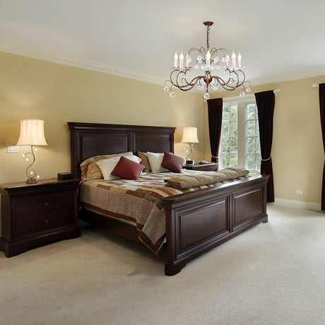 Elstead Lighting Chandelier from the Lily range. Lily 8 Light Chandelier Product Code = LL8-ANT-BRZ