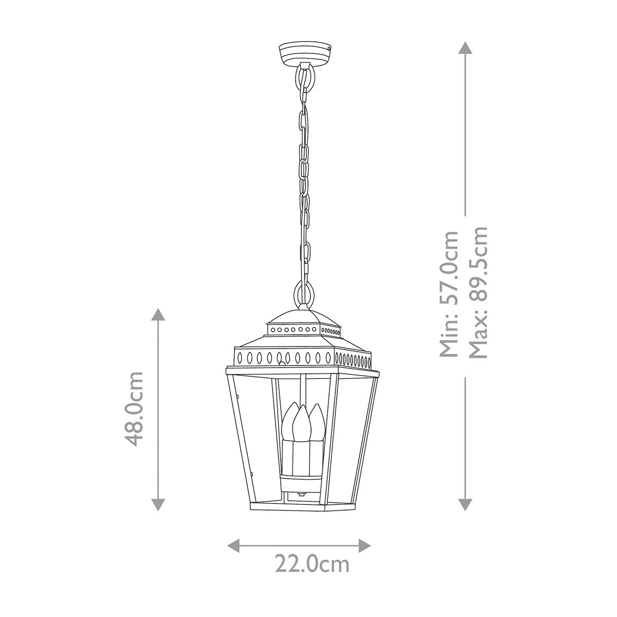 Elstead Lighting Outdoor Hanging from the Mansion House range. Mansion House 3 Light Chain Lantern – SKU MANSION-HOUSE8-PN