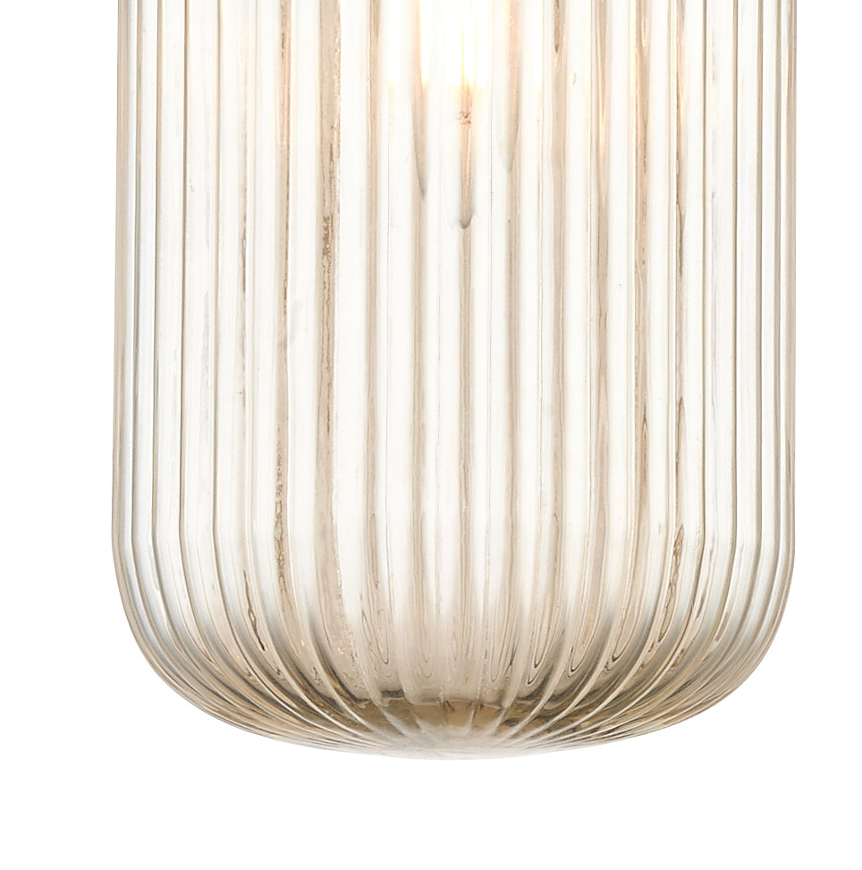 Magnalux Mason 1 Light Amber Ribbed Glass Pendant Part Number - MAS01CH