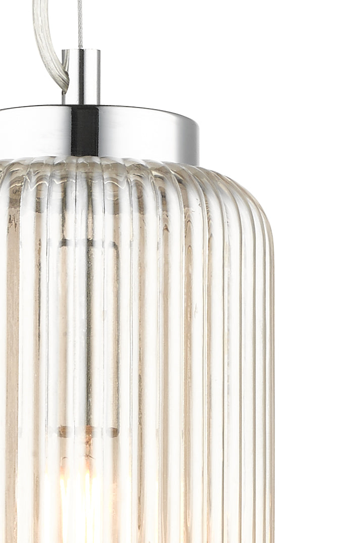 Magnalux Mason 1 Light Amber Ribbed Glass Pendant Part Number - MAS01CH