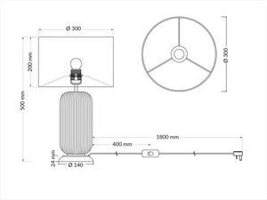 Magnalux Mason Amber Ribbed Glass Table Lamp c/w Shade Part Number - MAS01CHTL