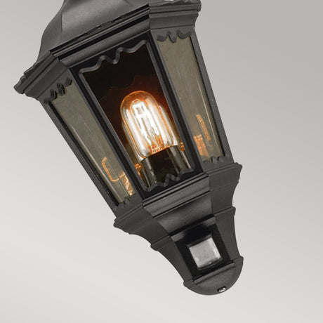 Elstead Lighting Outdoor Wall Light from the Medstead range. Medstead 1 Light Half Lantern with PIR Product Code = MD7-PIR-BLACK