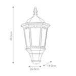 Elstead Lighting Outdoor Wall Light from the Medstead range. Medstead 1 Light Half Lantern with PIR – SKU MD7-PIR-BLACK