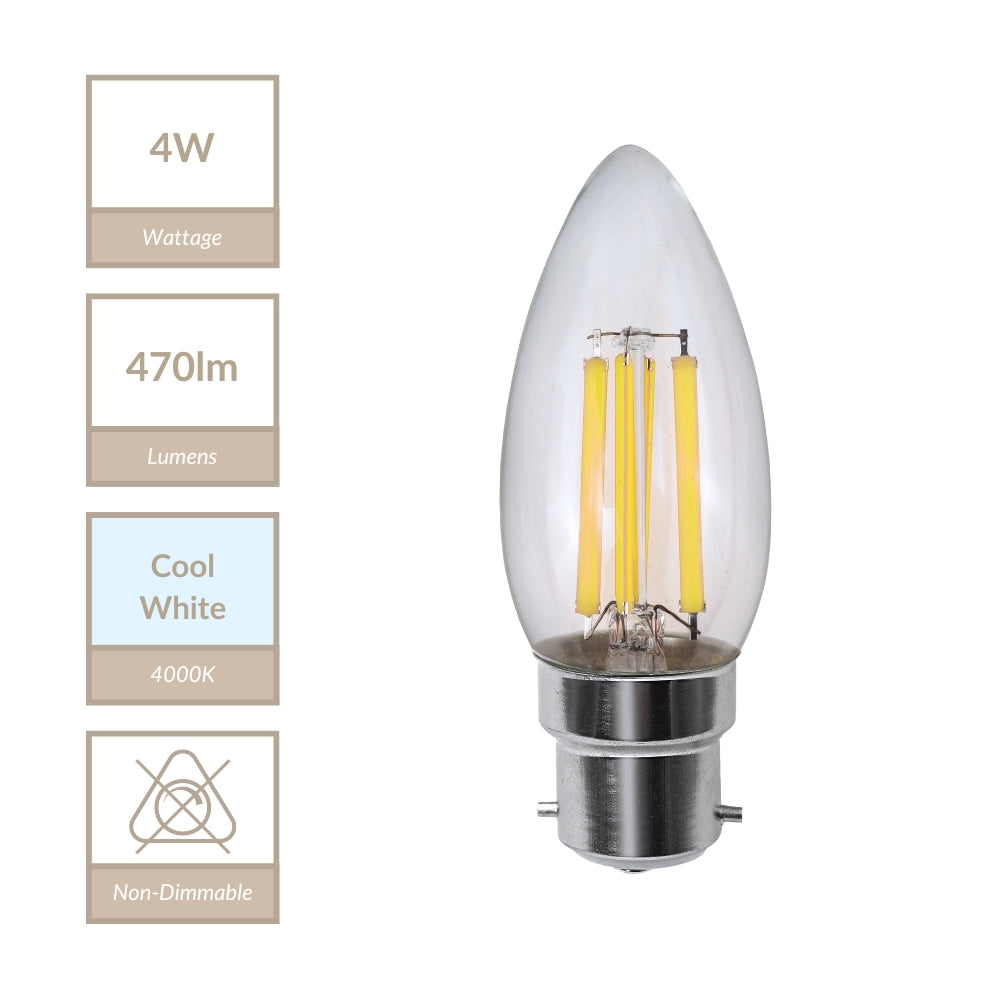 Magnalux C35 - BC Clear Candle Lamp. Part Number - MLCL4B22/CW