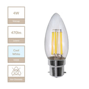 Magnalux C35 - BC Clear Candle Lamp. Part Number - MLCL4B22/CW