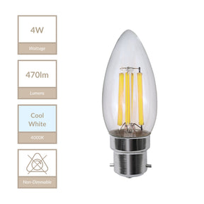 Magnalux C35 - BC Clear Candle Lamp. Part Number - MLCL4B22/CW