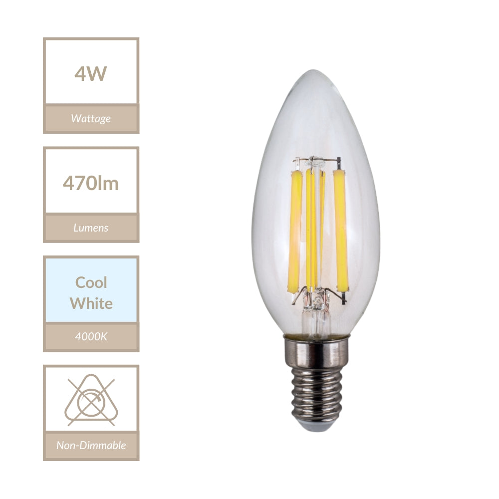 Magnalux C35 - E14 Clear Candle Lamp. Part Number - MLCL4SES/CW