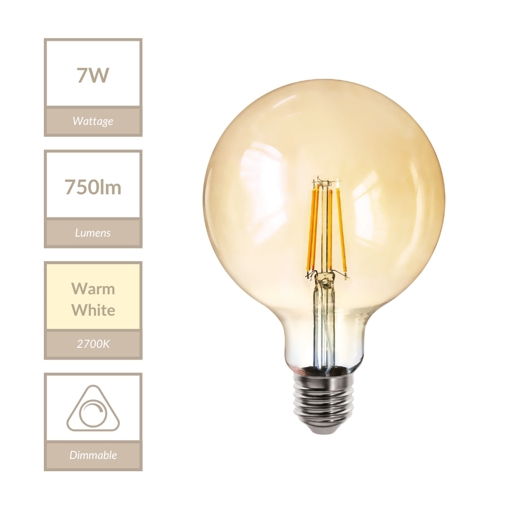 Magnalux MLDAGL1257ES/WW G125 - E27 Amber Globe MAGNALAMP