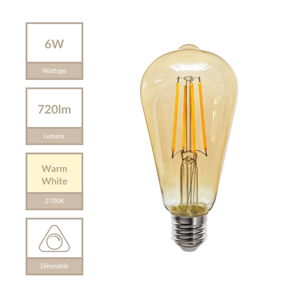Magnalux MLDASQ6ES/WW ST64 - E27 Amber Squirrel MAGNALAMP