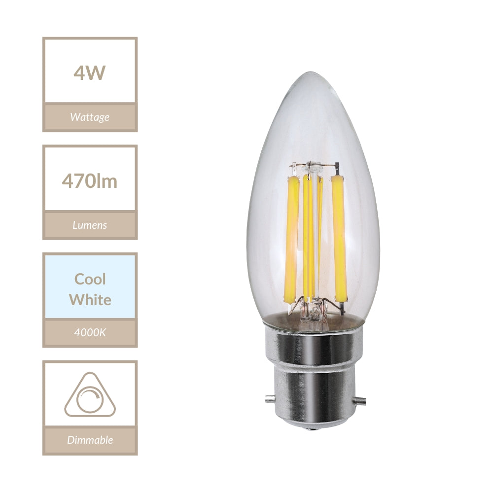 Magnalux C35 - BC Clear Candle Lamp. Part Number - MLDCL4B22/CW