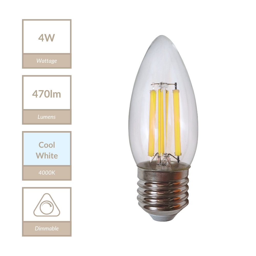 Magnalux C35 - E27 Clear Candle Lamp. Part Number - MLDCL4ES/CW