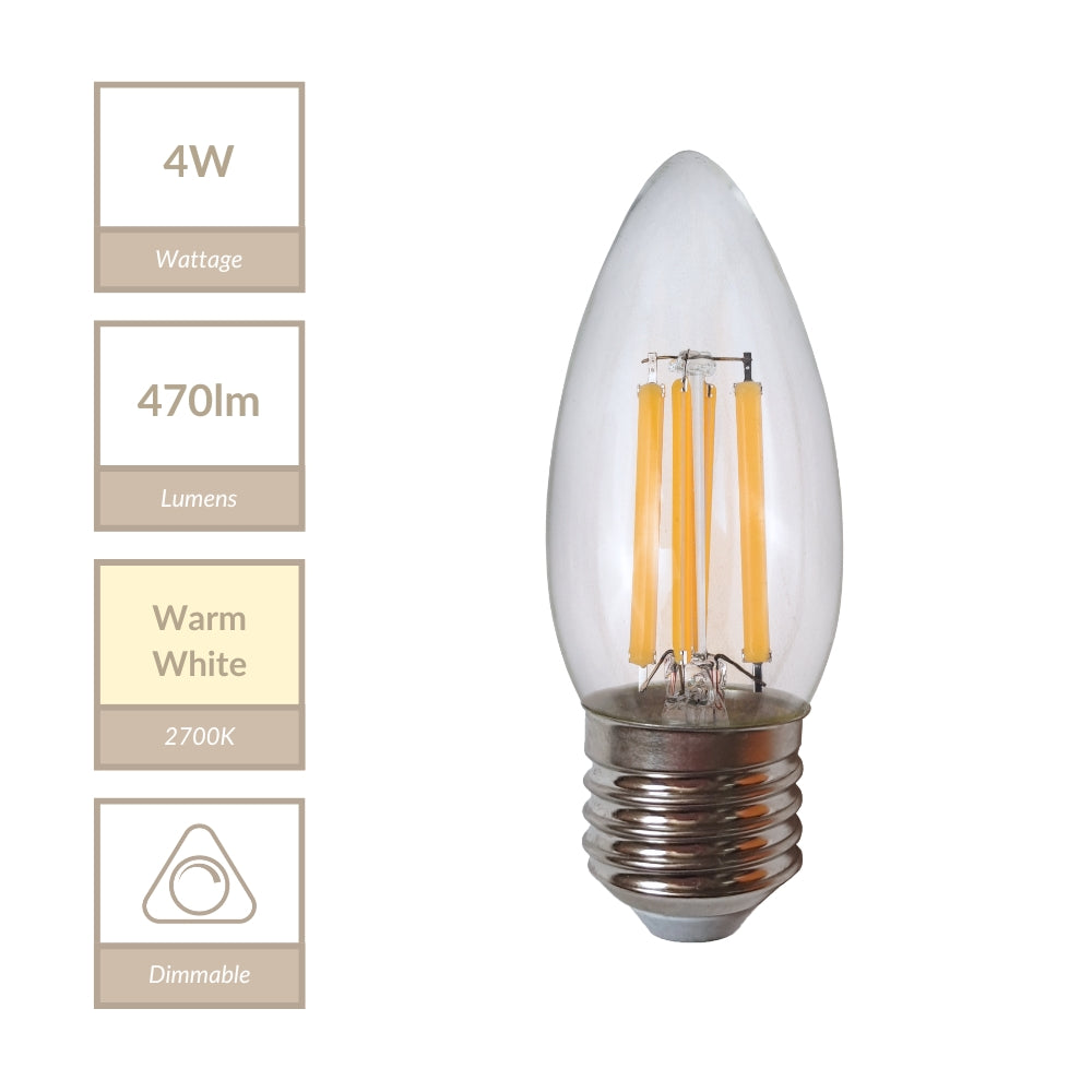 Magnalux C35 - E27 Clear Candle Lamp. Part Number - MLDCL4ES/WW