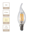 Magnalux C35T - E14 Clear Curled Tip Candle (4W) Lamp. Part Number - MLDCLT4SES/WW