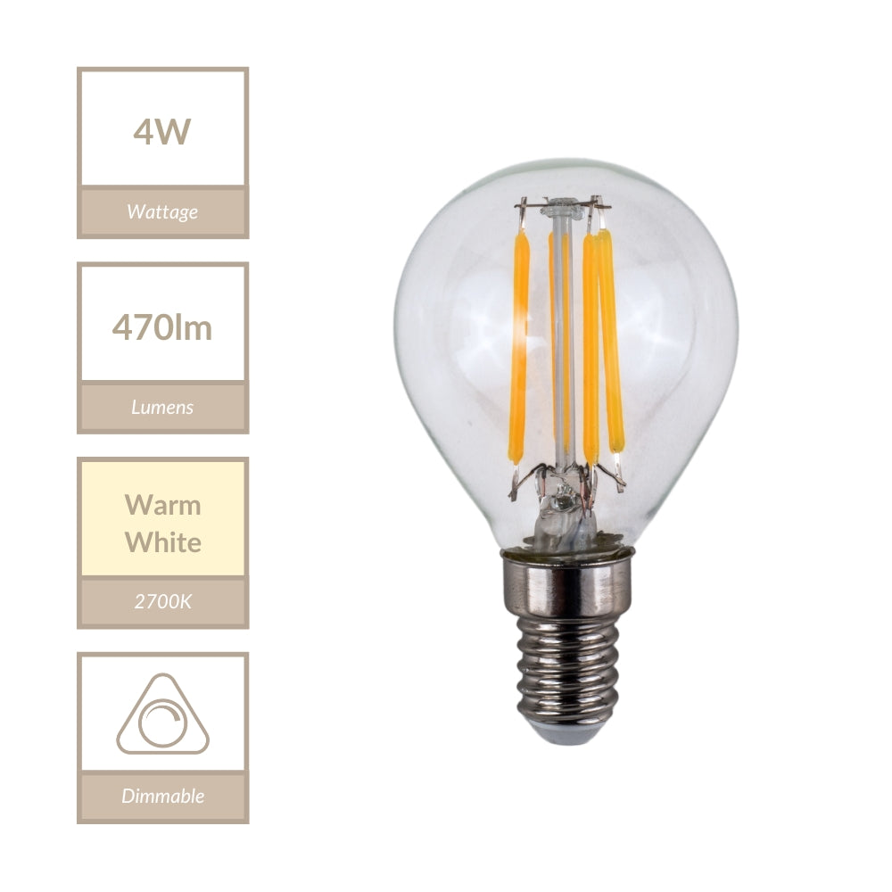 Magnalux G45 - E14 Clear Golf Ball Lamp. Part Number - MLDGB4SES/WW