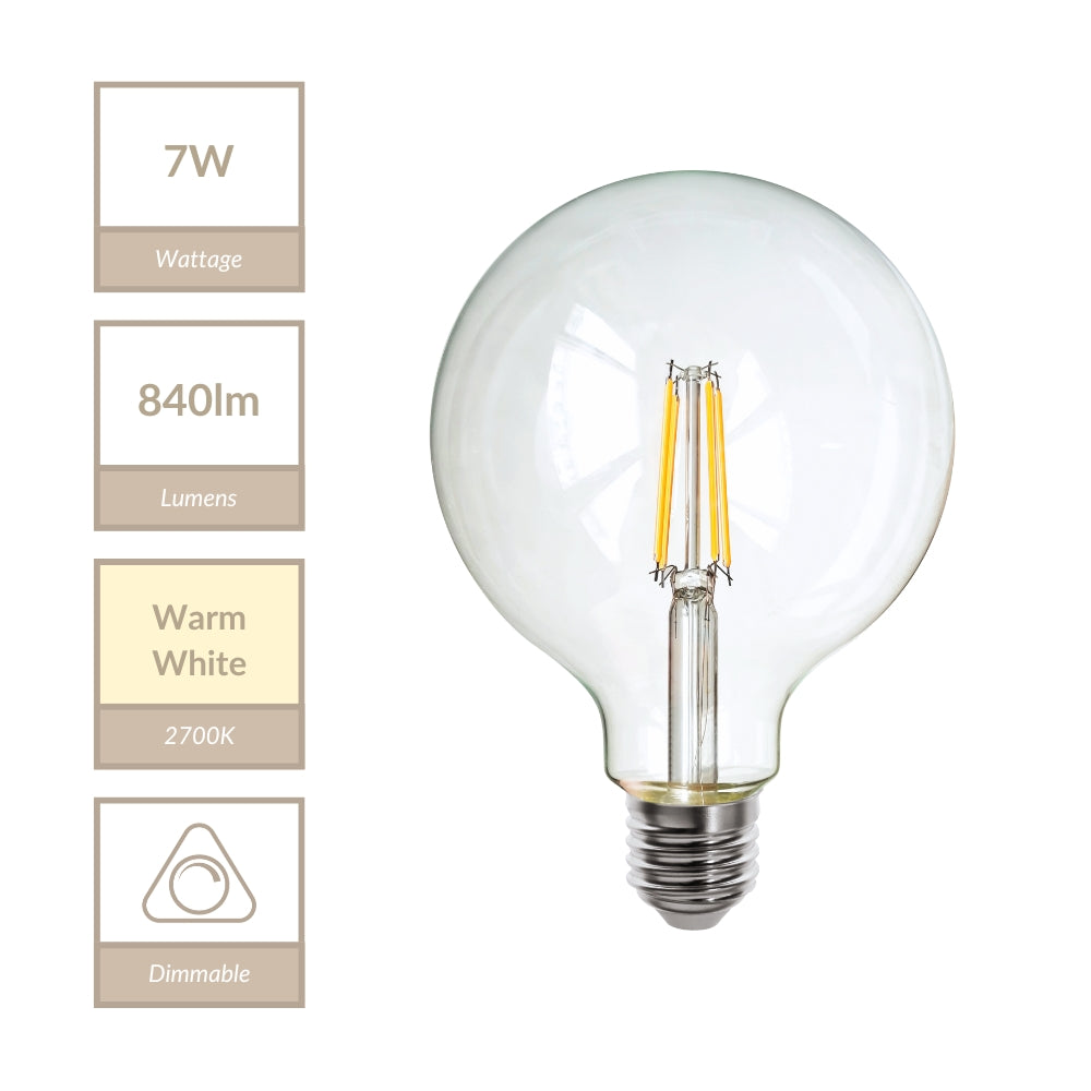 Magnalux G125 - E27 Clear Globe Lamp. Part Number - MLDGL1257ES/WW