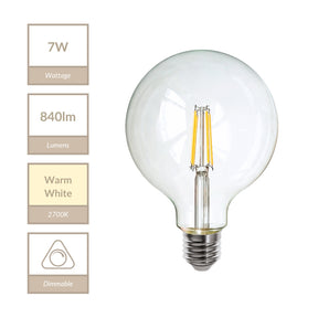Magnalux G125 - E27 Clear Globe Lamp. Part Number - MLDGL1257ES/WW