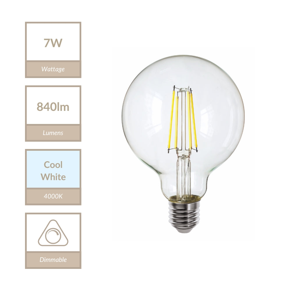 Magnalux G95 - E27 Clear Globe Lamp. Part Number - MLDGL957ES/CW