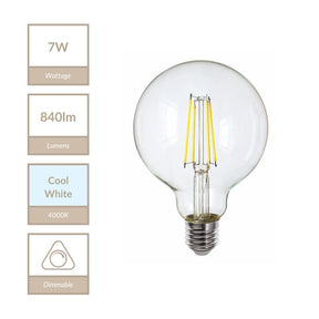 Magnalux G95 - E27 Clear Globe Lamp. Part Number - MLDGL957ES/CW