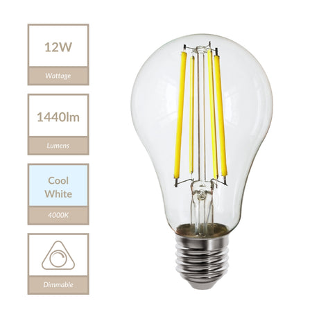 Magnalux A67 - E27 Clear GLS Lamp. Part Number - MLDGLS12ES/CW