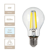 Magnalux A60 - E27 Clear GLS Lamp. Part Number - MLDGLS6ES/CW