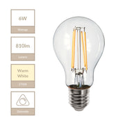 Magnalux A60 - E27 Clear GLS Lamp. Part Number - MLDGLS6ES/WW
