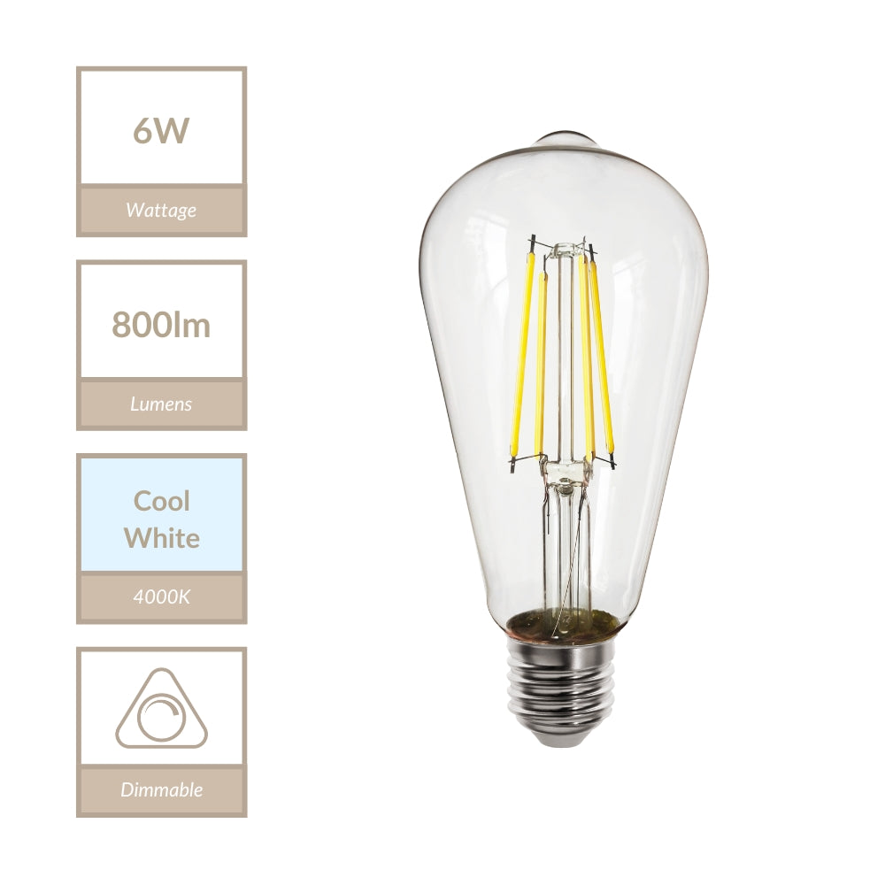 Magnalux ST64 - E27 Clear Squirrel Lamp. Part Number - MLDSQ6ES/CW