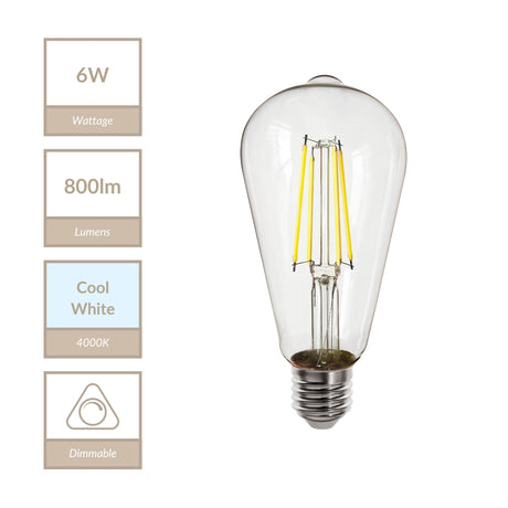 Magnalux ST64 - E27 Clear Squirrel Lamp. Part Number - MLDSQ6ES/CW