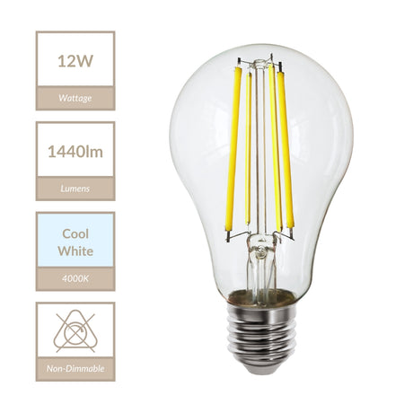 Magnalux A67 - E27 Clear GLS Lamp. Part Number - MLGLS12ES/CW