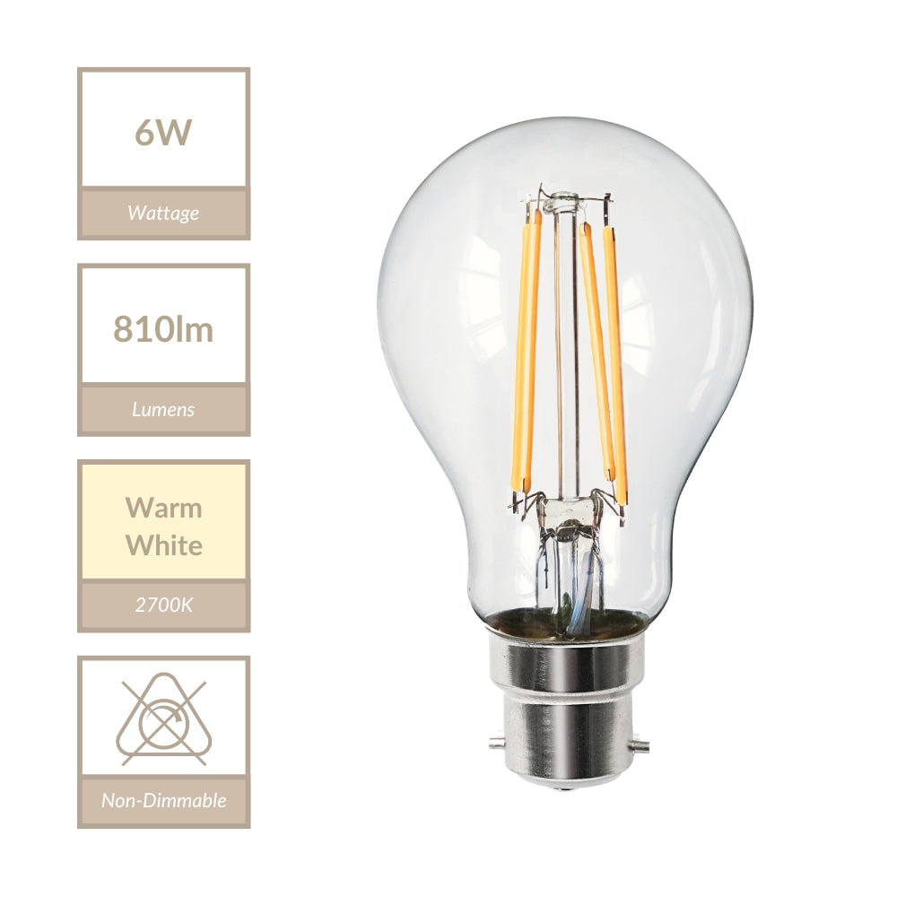 Magnalux A60 - BC Clear GLS Lamp. Part Number - MLGLS6B22/WW