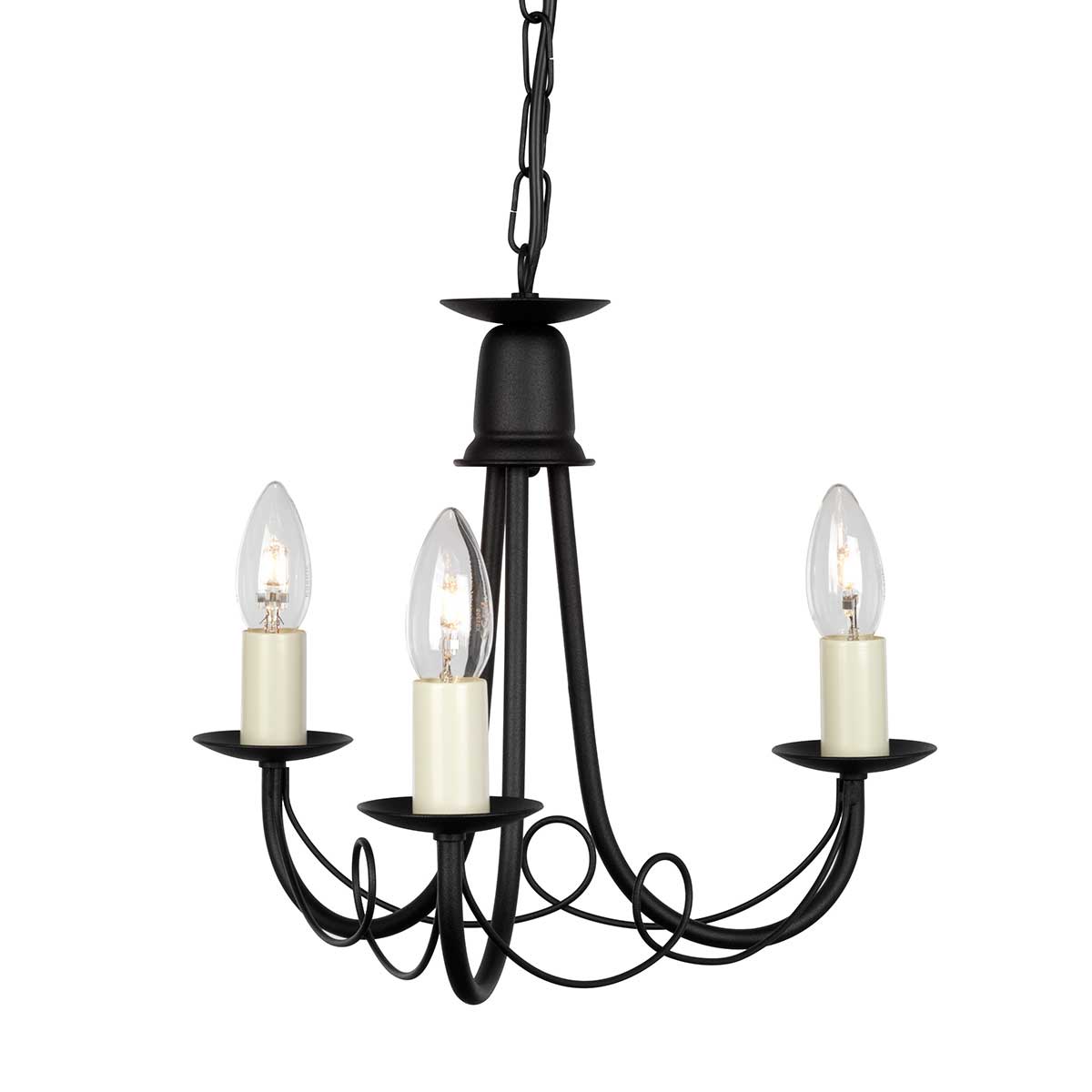 Elstead Lighting Chandelier from the Minster range. Minster 3 Light Chandelier Product Code = MN3-BLACK