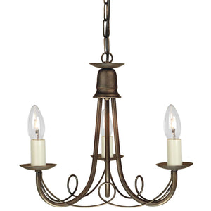 Elstead Lighting Chandelier from the Minster range. Minster 3 Light Chandelier Product Code = MN3-BLK-GOLD