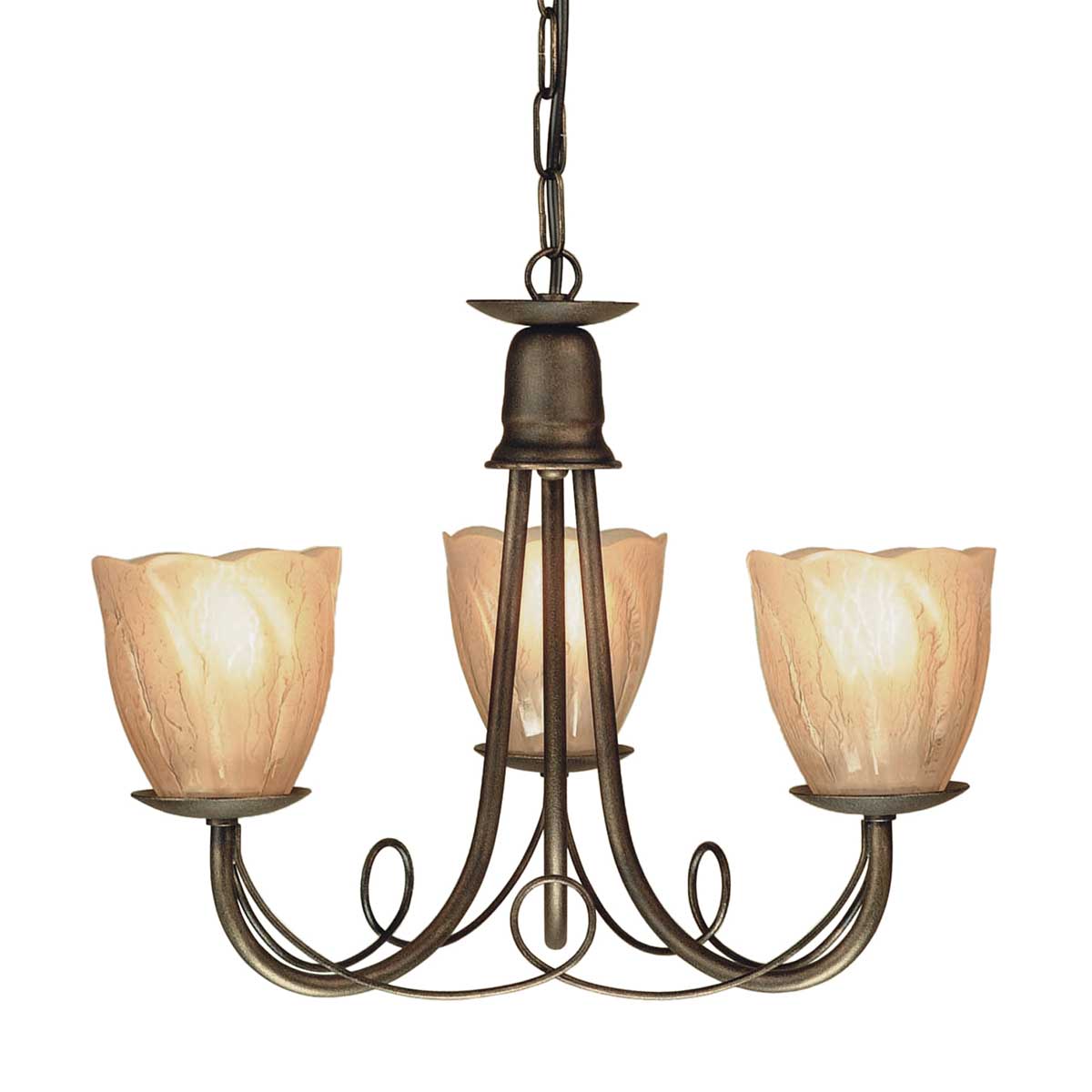 Elstead Lighting Chandelier from the Minster range. Minster 3 Light Chandelier Product Code = MN3-BLK-GOLD