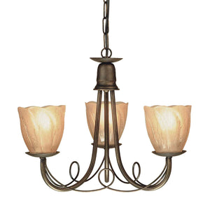 Elstead Lighting Chandelier from the Minster range. Minster 3 Light Chandelier Product Code = MN3-BLK-GOLD