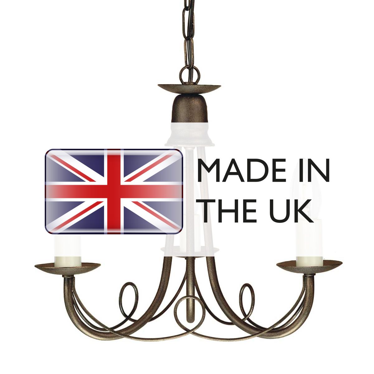 Elstead Lighting Chandelier from the Minster range. Minster 3 Light Chandelier – SKU MN3-BLK-GOLD