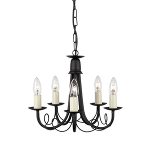 Elstead Lighting Chandelier from the Minster range. Minster 5 Light Chandelier Product Code = MN5-BLACK