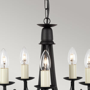 Elstead Lighting Chandelier from the Minster range. Minster 5 Light Chandelier Product Code = MN5-BLACK